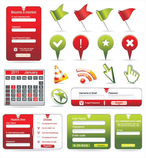 free vector Web Design Commonly Used Elements Vector Web Design Elements Labels Buttons